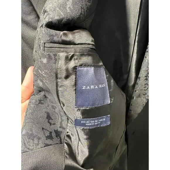 Men's Black Blazer with Shawl Collar - Picture 4 of 5